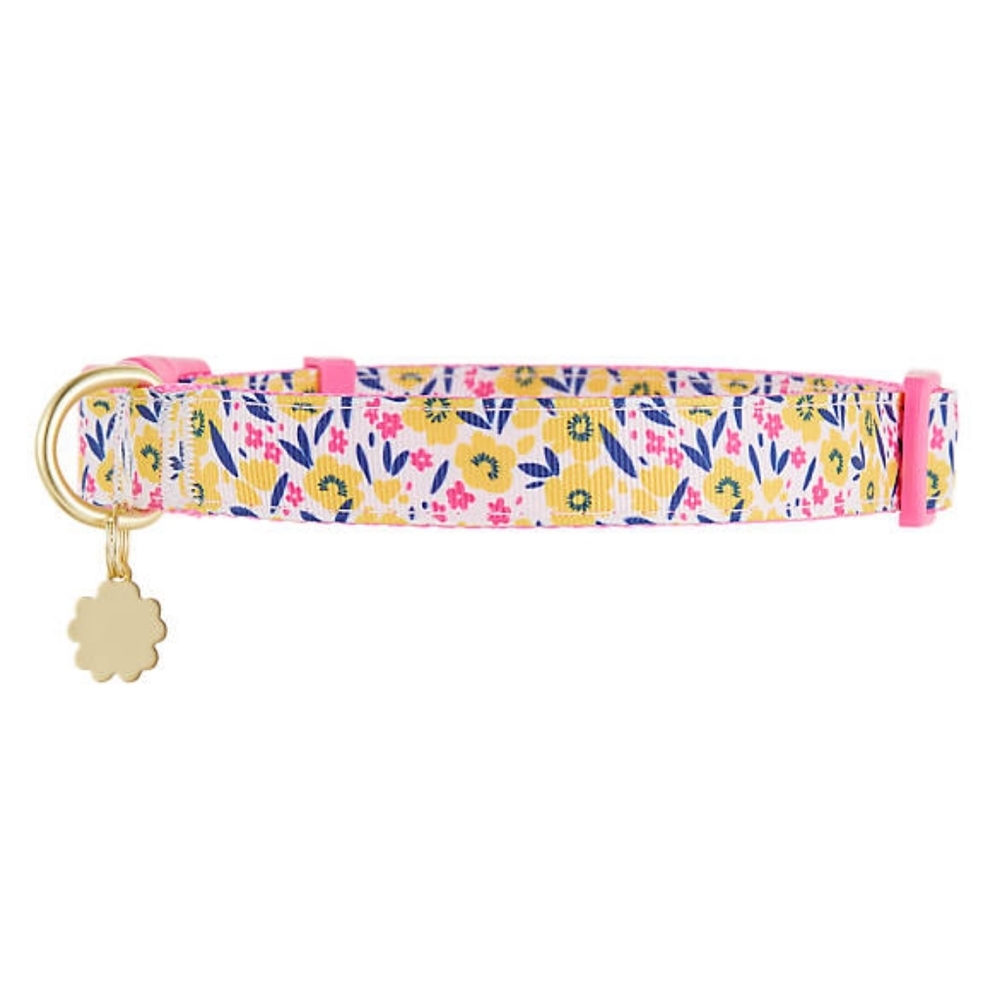COPY - 🐕 Top Paw® Pink & Yellow Floral Adjustable Dog Collar (L) - Picture 2 of 4